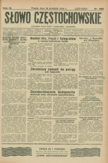 Słowo Częstochowskie : dziennik polityczny, społeczny i literacki. R.4, nr 285 (14 grudnia 1934)