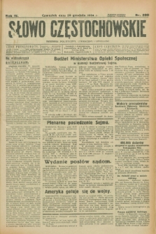 Słowo Częstochowskie : dziennik polityczny, społeczny i literacki. R.4, nr 290 (20 grudnia 1934)