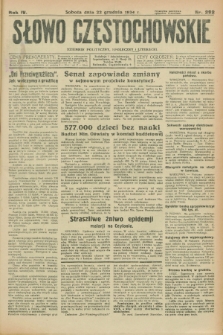 Słowo Częstochowskie : dziennik polityczny, społeczny i literacki. R.4, nr 292 (22 grudnia 1934)