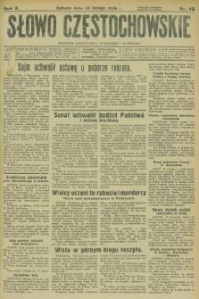Słowo Częstochowskie : dziennik polityczny, społeczny i literacki. R.5, nr 45 (23 lutego 1935)