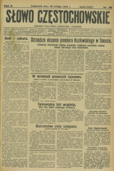 Słowo Częstochowskie : dziennik polityczny, społeczny i literacki. R.5, nr 49 (28 lutego 1935)
