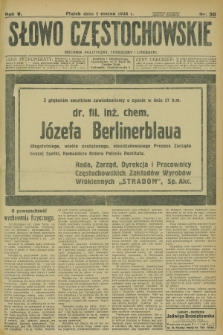 Słowo Częstochowskie : dziennik polityczny, społeczny i literacki. R.5, nr 50 (1 marca 1935)