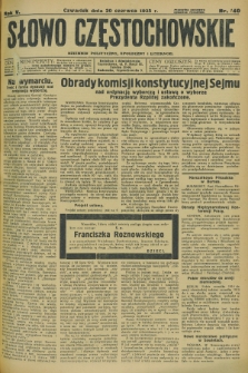 Słowo Częstochowskie : dziennik polityczny, społeczny i literacki. R.5, nr 140 (20 czerwca 1935)