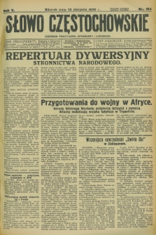 Słowo Częstochowskie : dziennik polityczny, społeczny i literacki. R.5, nr 184 (13 sierpnia 1935)