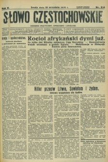 Słowo Częstochowskie : dziennik polityczny, społeczny i literacki. R.5, nr 214 (18 września 1935)