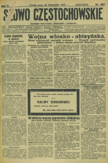 Słowo Częstochowskie : dziennik polityczny, społeczny i literacki. R.5, nr 267 (20 listopada 1935)
