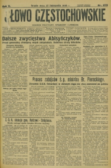 Słowo Częstochowskie : dziennik polityczny, społeczny i literacki. R.5, nr 273 (27 listopada 1935)
