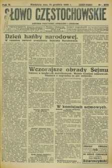 Słowo Częstochowskie : dziennik polityczny, społeczny i literacki. R.5, nr 289 (15 grudnia 1935)