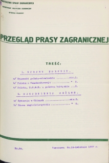 Przegląd Prasy Zagranicznej. 1927, nr 84 (14 kwietnia)