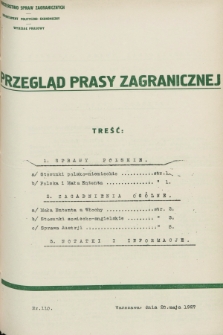 Przegląd Prasy Zagranicznej. 1927, nr 110 (20 maja)