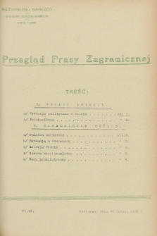 Przegląd Prasy Zagranicznej. 1928, nr 49 (29 lutego)