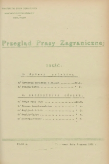 Przegląd Prasy Zagranicznej. 1928, nr 54 A [i.e. 54] (6 marca)