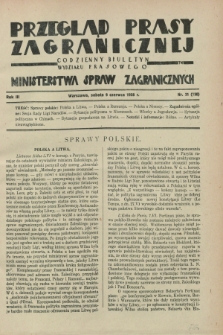 Przegląd Prasy Zagranicznej : codzienny biuletyn Wydziału Prasowego Ministerstwa Spraw Zagranicznych. R.3, nr 31 (9 czerwca 1928) = nr 130