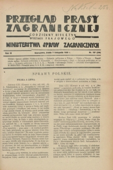 Przegląd Prasy Zagranicznej : codzienny biuletyn Wydziału Prasowego Ministerstwa Spraw Zagranicznych. R.3, nr 157 (7 listopada 1928) = nr 256