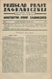 Przegląd Prasy Zagranicznej : codzienny biuletyn Wydziału Prasowego Ministerstwa Spraw Zagranicznych. R.4, nr 5 (7 stycznia 1929)