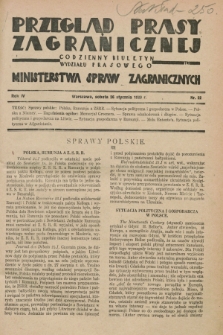Przegląd Prasy Zagranicznej : codzienny biuletyn Wydziału Prasowego Ministerstwa Spraw Zagranicznych. R.4, nr 22 (26 stycznia 1929)