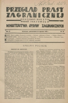 Przegląd Prasy Zagranicznej : codzienny biuletyn Wydziału Prasowego Ministerstwa Spraw Zagranicznych. R.4, nr 23 (28 stycznia 1929)