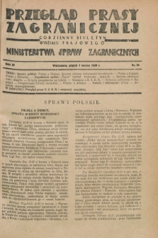 Przegląd Prasy Zagranicznej : codzienny biuletyn Wydziału Prasowego Ministerstwa Spraw Zagranicznych. R.4, nr 50 (1 marca 1929)