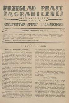 Przegląd Prasy Zagranicznej : codzienny biuletyn Wydziału Prasowego Ministerstwa Spraw Zagranicznych. R.4, nr 52 (4 marca 1929)