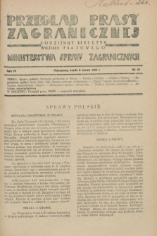 Przegląd Prasy Zagranicznej : codzienny biuletyn Wydziału Prasowego Ministerstwa Spraw Zagranicznych. R.4, nr 54 (6 marca 1929)