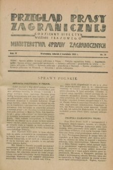 Przegląd Prasy Zagranicznej : codzienny biuletyn Wydziału Prasowego Ministerstwa Spraw Zagranicznych. R.4, nr 75 (2 kwietnia 1929)