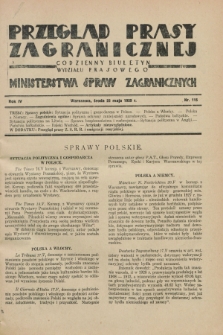 Przegląd Prasy Zagranicznej : codzienny biuletyn Wydziału Prasowego Ministerstwa Spraw Zagranicznych. R.4, nr 115 (22 maja 1929)