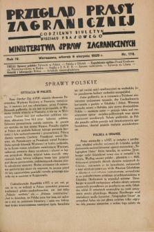 Przegląd Prasy Zagranicznej : codzienny biuletyn Wydziału Prasowego Ministerstwa Spraw Zagranicznych. R.4, nr 178 (6 sierpnia 1929)