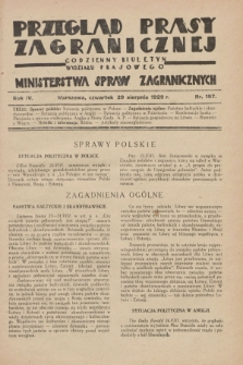 Przegląd Prasy Zagranicznej : codzienny biuletyn Wydziału Prasowego Ministerstwa Spraw Zagranicznych. R.4, nr 197 (29 sierpnia 1929)