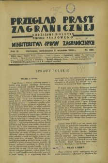 Przegląd Prasy Zagranicznej : codzienny biuletyn Wydziału Prasowego Ministerstwa Spraw Zagranicznych. R.4, nr 200 (2 września 1929)