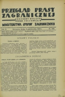 Przegląd Prasy Zagranicznej : codzienny biuletyn Wydziału Prasowego Ministerstwa Spraw Zagranicznych. R.4, nr 226 (2 października 1929)