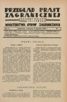 Przegląd Prasy Zagranicznej : codzienny biuletyn Wydziału Prasowego Ministerstwa Spraw Zagranicznych. R.5, nr 6 (9 stycznia 1930)