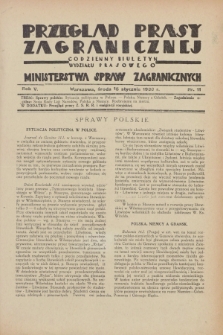 Przegląd Prasy Zagranicznej : codzienny biuletyn Wydziału Prasowego Ministerstwa Spraw Zagranicznych. R.5, nr 11 (15 stycznia 1930)