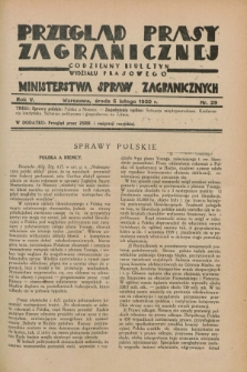 Przegląd Prasy Zagranicznej : codzienny biuletyn Wydziału Prasowego Ministerstwa Spraw Zagranicznych. R.5, nr 29 (5 lutego 1930)