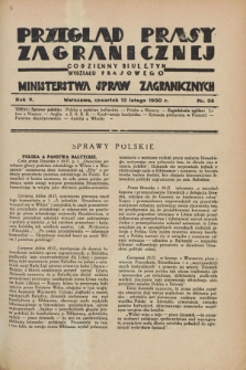 Przegląd Prasy Zagranicznej : codzienny biuletyn Wydziału Prasowego Ministerstwa Spraw Zagranicznych. R.5, nr 36 (13 lutego 1930)