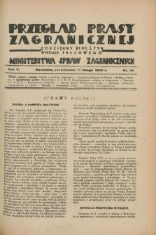 Przegląd Prasy Zagranicznej : codzienny biuletyn Wydziału Prasowego Ministerstwa Spraw Zagranicznych. R.5, nr 39 (17 lutego 1930)