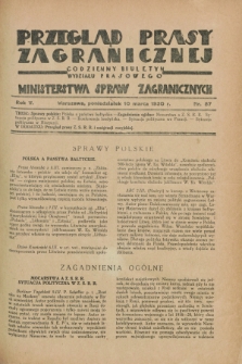 Przegląd Prasy Zagranicznej : codzienny biuletyn Wydziału Prasowego Ministerstwa Spraw Zagranicznych. R.5, nr 57 (10 marca 1930)