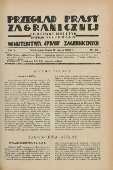 Przegląd Prasy Zagranicznej : codzienny biuletyn Wydziału Prasowego Ministerstwa Spraw Zagranicznych. R.5, nr 59 (12 marca 1930)