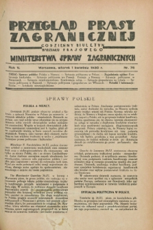 Przegląd Prasy Zagranicznej : codzienny biuletyn Wydziału Prasowego Ministerstwa Spraw Zagranicznych. R.5, nr 76 (1 kwietnia 1930)