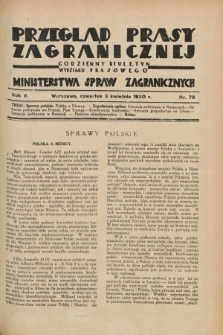 Przegląd Prasy Zagranicznej : codzienny biuletyn Wydziału Prasowego Ministerstwa Spraw Zagranicznych. R.5, nr 78 (3 kwietnia 1930)