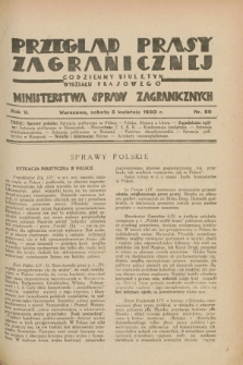 Przegląd Prasy Zagranicznej : codzienny biuletyn Wydziału Prasowego Ministerstwa Spraw Zagranicznych. R.5, nr 80 (5 kwietnia 1930)