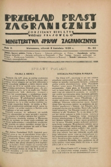 Przegląd Prasy Zagranicznej : codzienny biuletyn Wydziału Prasowego Ministerstwa Spraw Zagranicznych. R.5, nr 82 (8 kwietnia 1930)