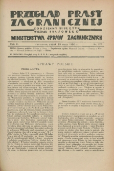 Przegląd Prasy Zagranicznej : codzienny biuletyn Wydziału Prasowego Ministerstwa Spraw Zagranicznych. R.5, nr 117 (23 maja 1930)