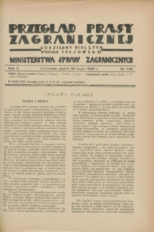 Przegląd Prasy Zagranicznej : codzienny biuletyn Wydziału Prasowego Ministerstwa Spraw Zagranicznych. R.5, nr 122 (30 maja 1930)