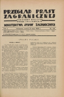Przegląd Prasy Zagranicznej : codzienny biuletyn Wydziału Prasowego Ministerstwa Spraw Zagranicznych. R.5, nr 123 (31 maja 1930)