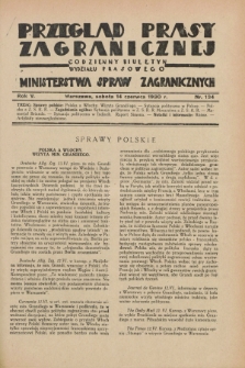 Przegląd Prasy Zagranicznej : codzienny biuletyn Wydziału Prasowego Ministerstwa Spraw Zagranicznych. R.5, nr 134 (14 czerwca 1930)