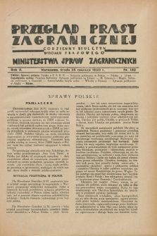 Przegląd Prasy Zagranicznej : codzienny biuletyn Wydziału Prasowego Ministerstwa Spraw Zagranicznych. R.5, nr 142 (25 czerwca 1930)