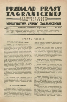 Przegląd Prasy Zagranicznej : codzienny biuletyn Wydziału Prasowego Ministerstwa Spraw Zagranicznych. R.5, nr 152 (7 lipca 1930)