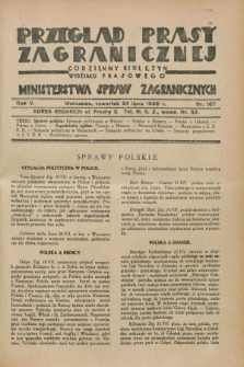Przegląd Prasy Zagranicznej : codzienny biuletyn Wydziału Prasowego Ministerstwa Spraw Zagranicznych. R.5, nr 167 (24 lipca 1930)