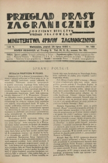 Przegląd Prasy Zagranicznej : codzienny biuletyn Wydziału Prasowego Ministerstwa Spraw Zagranicznych. R.5, nr 168 (25 lipca 1930)