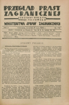 Przegląd Prasy Zagranicznej : codzienny biuletyn Wydziału Prasowego Ministerstwa Spraw Zagranicznych. R.5, nr 173 (31 lipca 1930)